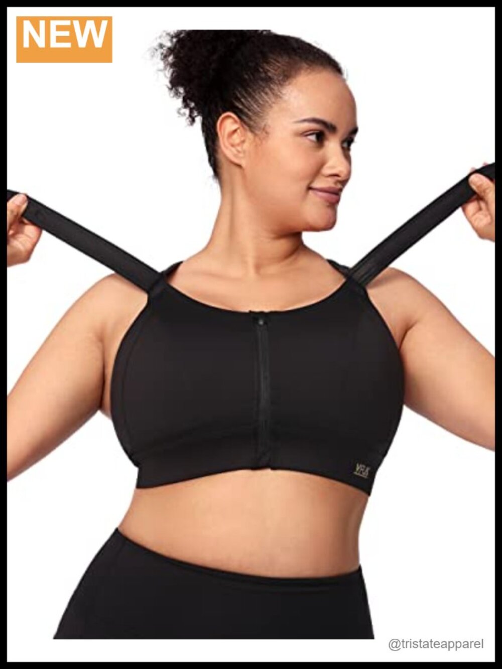 High Impact Zip Front Sports Bra Adjustable Full Coverage Removable Pads